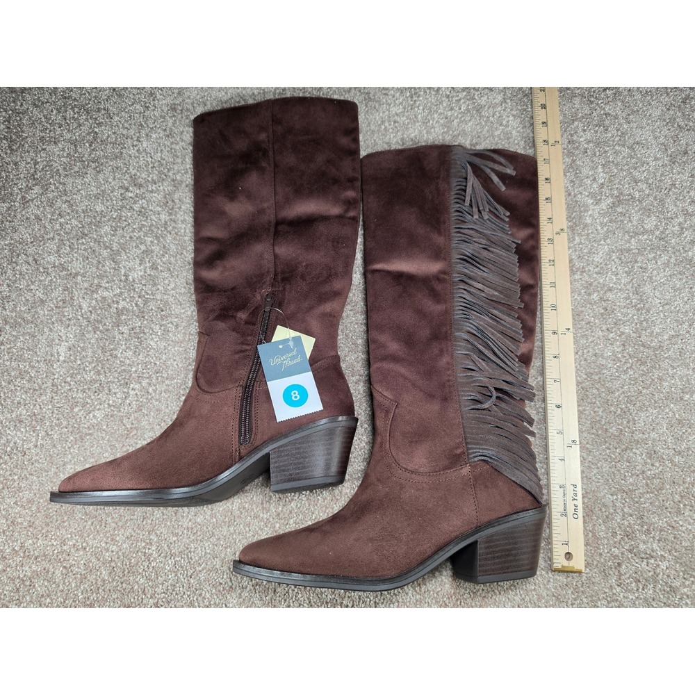 Universal Thread Chocolate Patsy Fringe Tall Western Boots Brown Size 8